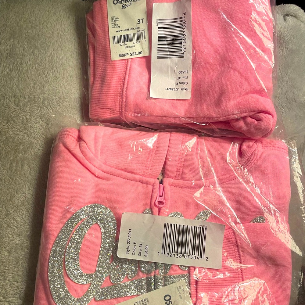 Oshkosh Little Girls Sparkle sweat hoodie and sweatpants separate pieces